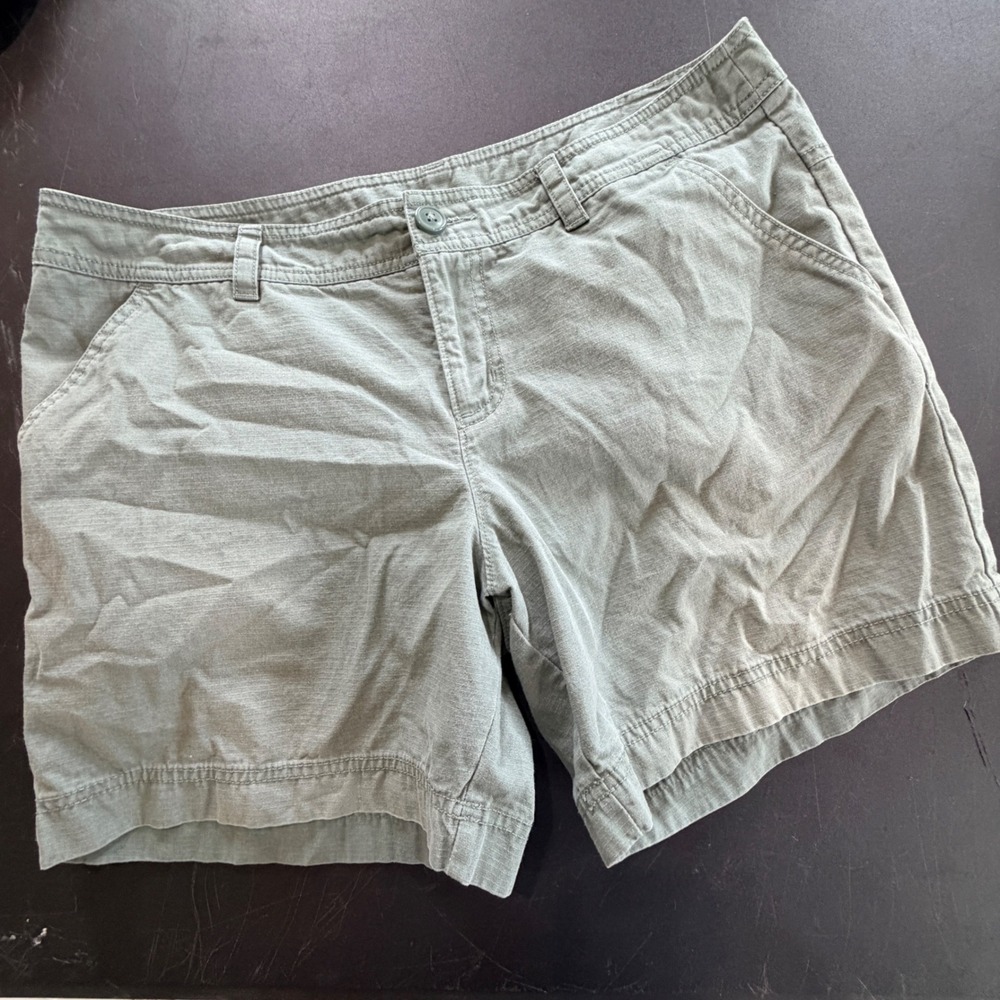 Columbia Cargo Shorts Women 12 Green Cotton Casual Gorpcore Hiking Outdoor